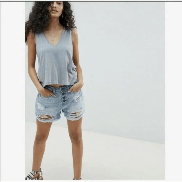 NWOT Free People Strappy Back Gray Woven Tank Top - Picture 5 of 15